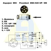 Zapojení MIC President DNC-520 UP / DN
